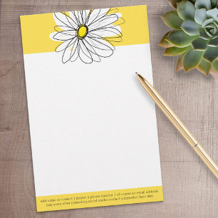 Geel en Witte Whimsical Daisy met de Tekst van de  Briefpapier