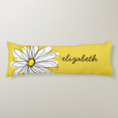 Geel en Witte Whimsical Daisy met de Tekst van de  Lichaamskussen (Voorkant)