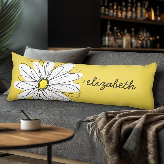 Geel en Witte Whimsical Daisy met de Tekst van de  Lichaamskussen