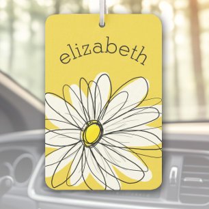 Geel en Witte Whimsical Daisy met de Tekst van de Luchtverfrisser
