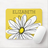 Geel en Witte Whimsical Daisy met de Tekst van de Muismat (Met muis)