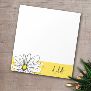 Geel en Witte Whimsical Daisy met de Tekst van de Notitieblok