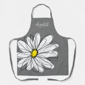 Geel en Witte Whimsical Daisy met de Tekst van de Schort (Voorkant)