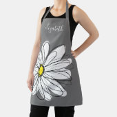 Geel en Witte Whimsical Daisy met de Tekst van de Schort (Insitu)