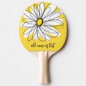 Geel en Witte Whimsical Daisy met de Tekst van de  Tafeltennisbatje (Voorkant)