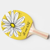 Geel en Witte Whimsical Daisy met de Tekst van de  Tafeltennisbatje (Zijkant)