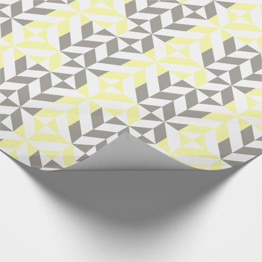 Geel en zilver Geometric ZigZag Cadeaupapier (Hoek)