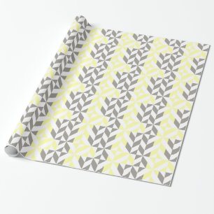 Geel en zilver Geometric ZigZag Cadeaupapier