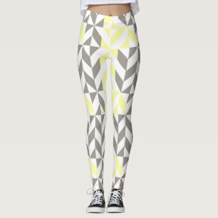 Geel en zilver Geometric ZigZag Leggings
