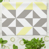 Geel en zilver Geometric ZigZag Theedoek (Gevouwen)