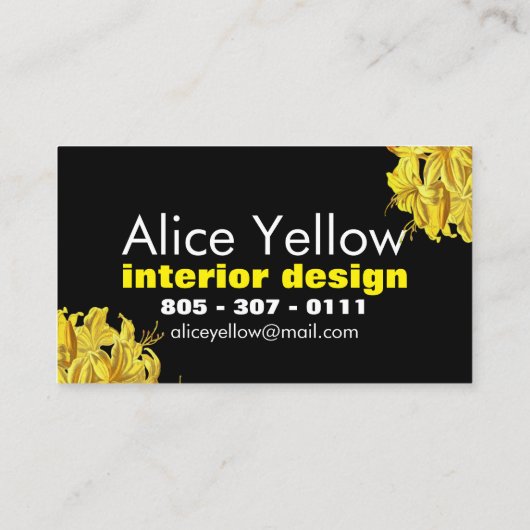 Geel en zwart Azalea Monogram Visitekaartje (Achterkant)