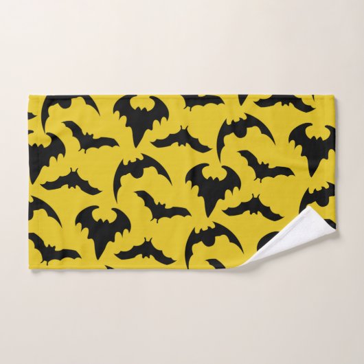 Geel en zwart Bats Halloween Bad Handdoek (Handdoek)
