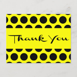 Geel en zwart bedankt Polka Dots Briefkaart