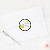 Geel en zwart bloemenadreslabel ronde sticker (Envelop)