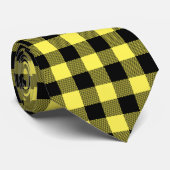 Geel en zwart Buffalo-speldenpatter Stropdas (Opgerold)