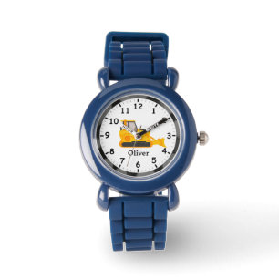 Geel en Zwart Bulldozer Zware Machines Kinderen Horloge