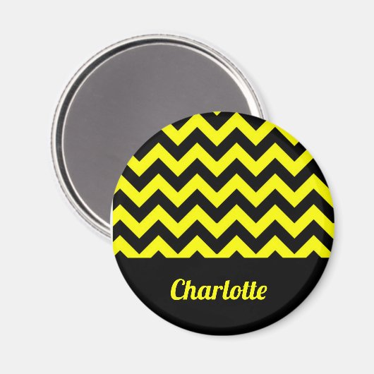 geel en zwart chevron patroon magneet (Voorkant / Achterkant)