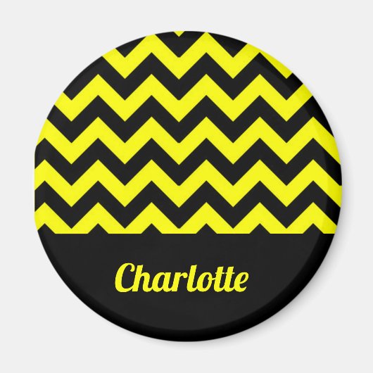 geel en zwart chevron patroon magneet (Voorkant)