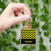 geel en zwart chevron patroon sleutelhanger (Hand)