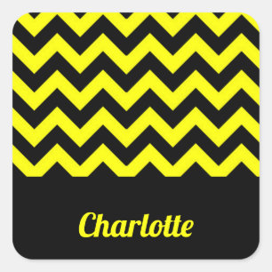 geel en zwart chevron patroon vierkante sticker