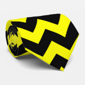 Geel en zwart Chevron Zigzag Stropdas (Opgerold)
