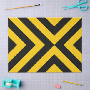 Geel en zwart Chevrons Tissue Paper Tissuepapier