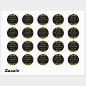 Geel en Zwart Damask 1,5"Dank u Sticker (Vel)