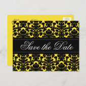 Geel en zwart Damask Save the Date Kaart (Voorkant / Achterkant)