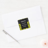 Geel en zwart damast dank u vierkante sticker (Envelop)