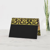 Geel en zwart damasten trouwuitnodiging (Achterkant)