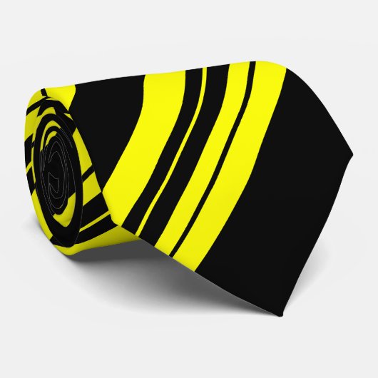 geel en zwart diagonaal modern stropdas (Opgerold)