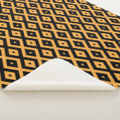 Geel en zwart diamantpatroon sherpa deken (3/4)