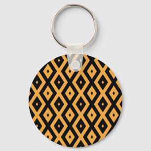 Geel en zwart diamantpatroon sleutelhanger