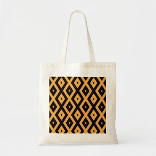 Geel en zwart diamantpatroon tote bag