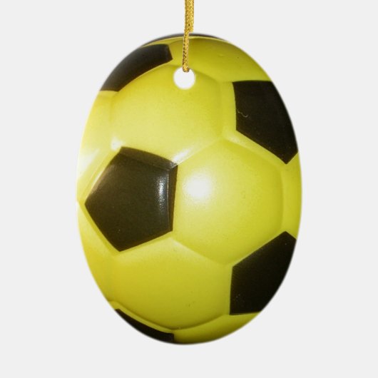 Geel en zwart Football. Keramisch Ornament (Voorkant)