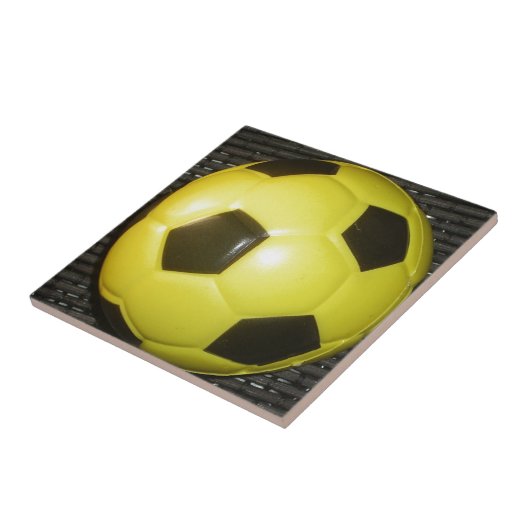 Geel en zwart Football. Tegeltje (Zijkant)