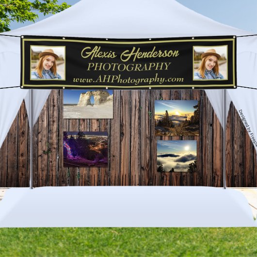 Geel en zwart foto/Logo booth display Spandoek