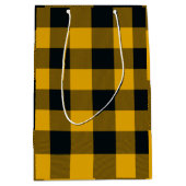Geel en zwart Gecontroleerd vierkant buffel Medium Cadeauzakje (Voorkant)