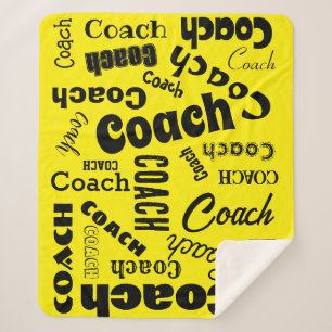 Geel en Zwart Gepersonaliseerde Coach Gift Name Ar Sherpa Deken