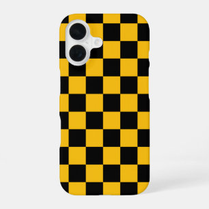 Geel en zwart geruit motief iPhone 16 hoesje