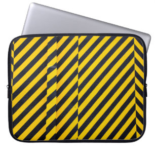 Geel en zwart gestreepte textiel laptop sleeve