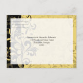 Geel en Zwart Hedendaagse Swirl RSVP Reactie Uitnodiging Briefkaart (Achterkant)