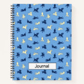 Geel en Zwart Lab Puppies Blauw Custom Large Notitieboek (Voorkant)