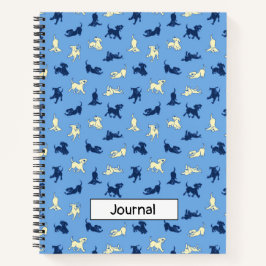 Geel en Zwart Lab Puppies Blauw Custom Large Notitieboek
