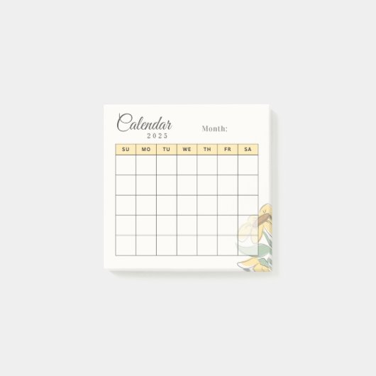Geel en zwart Maandelijkse Planner Kalender Post-it® Notes (Voorkant)