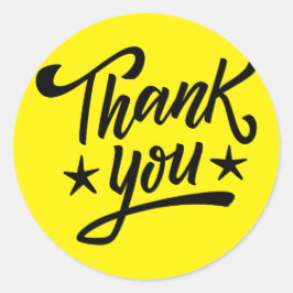 Geel en zwart minimalistisch Hartelijk dank Ronde Sticker