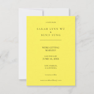 Geel en zwart minimalistisch modern save the date
