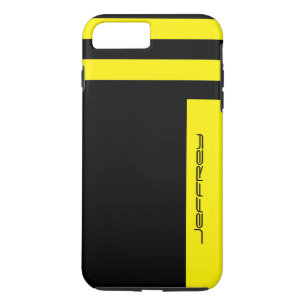 Geel en zwart minimalistisch Stripe Aangepaste Naa iPhone 8 Plus / 7 Plus Hoesje