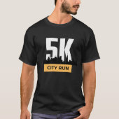Geel en Zwart Modern 5K City Run T-shirt (Voorkant)