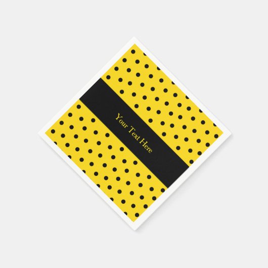 Geel en Zwart Polka Dot Custom Papier Servetten (Hoek)